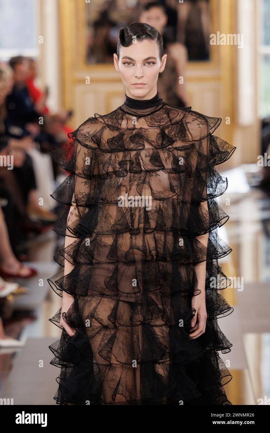 Vittoria Ceretti wears a creation as part of the Valentino Fall/Winter