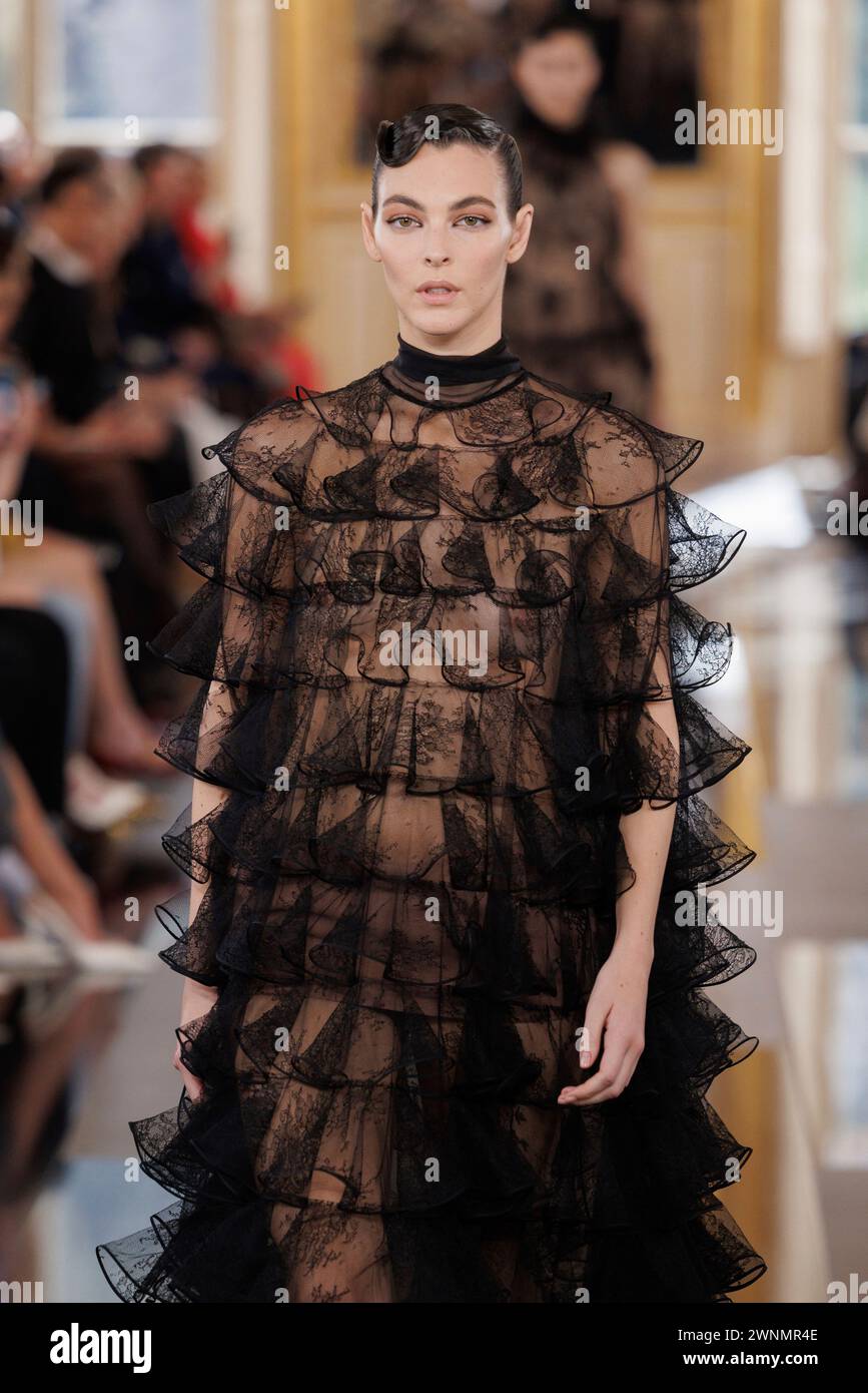 Vittoria Ceretti wears a creation as part of the Valentino Fall/Winter