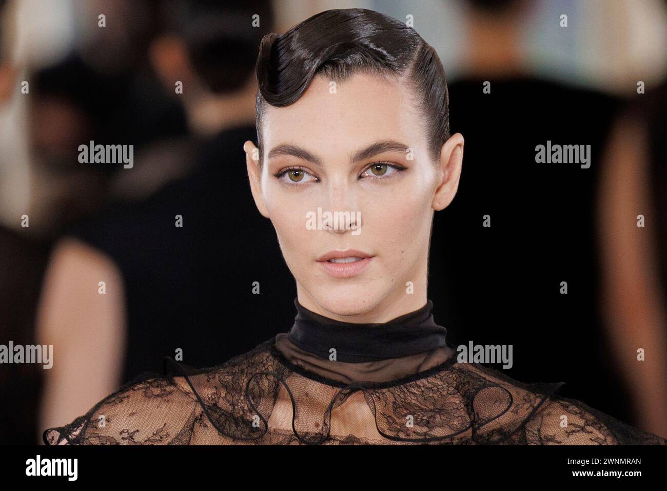 Vittoria Ceretti wears a creation as part of the Valentino Fall/Winter