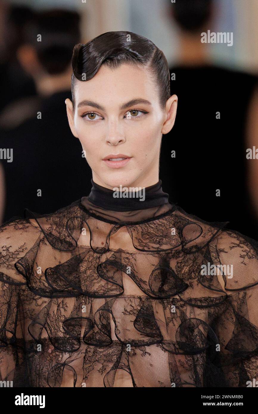 Vittoria Ceretti wears a creation as part of the Valentino Fall/Winter