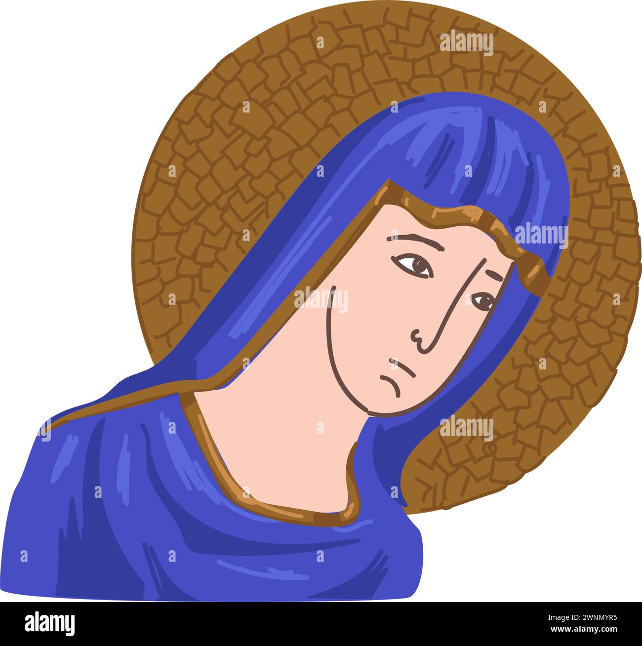 Christian icon of Virgin Mary, Christianity pray Stock Vector