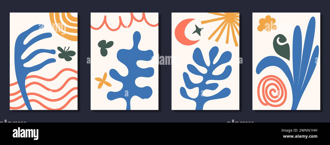 Matisse style abstract minimalistic decor. Contemporary minimalistic art print. Vector graphics Stock Vector