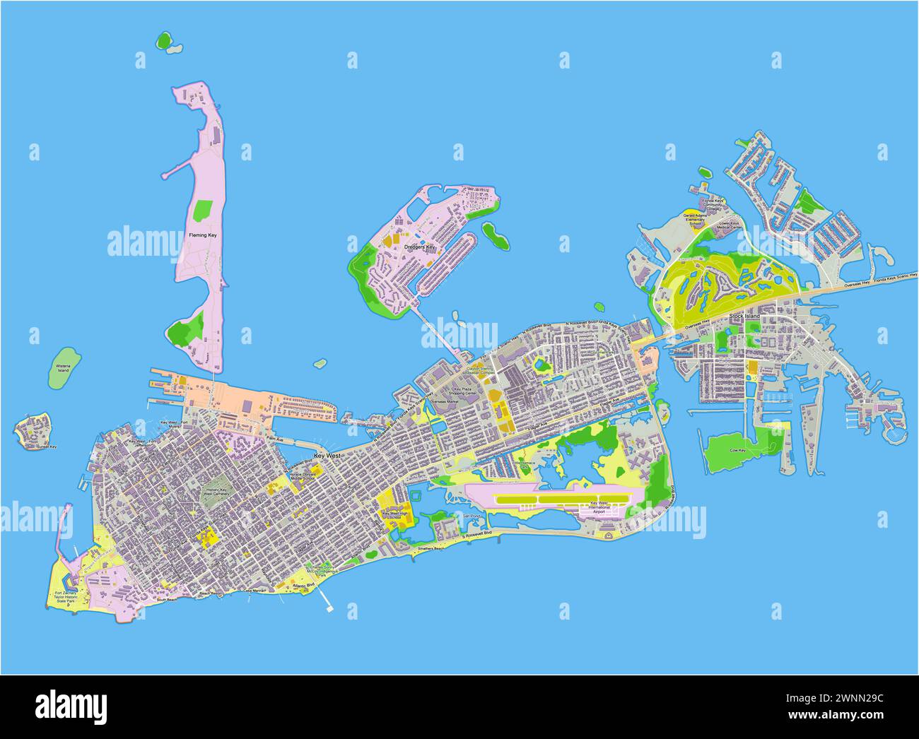 map of Key West Florida USA Stock - Map Of Key West Florida Usa 2WNN29C