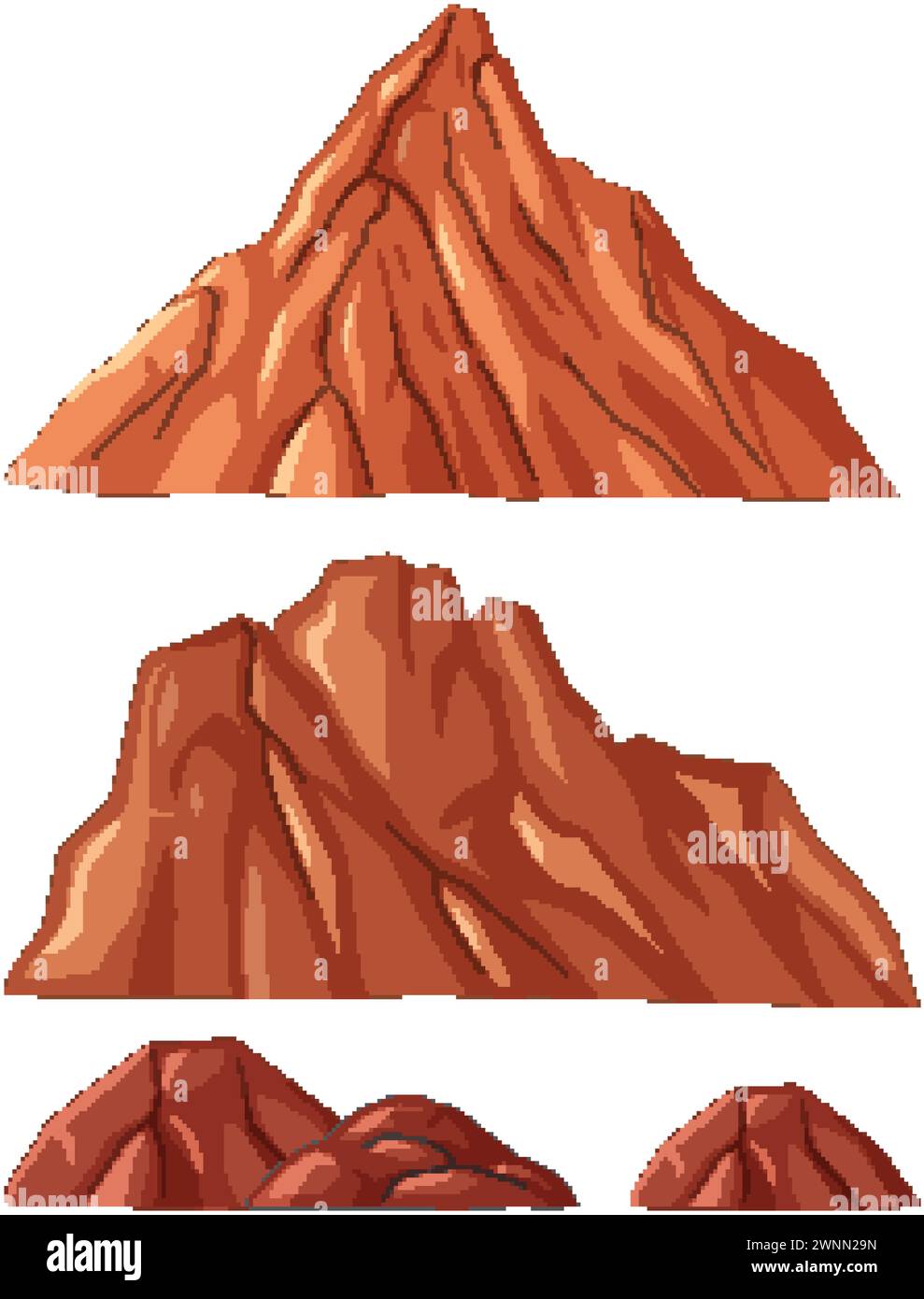 Collection of stylized vector mountain illustrations. Stock Vector