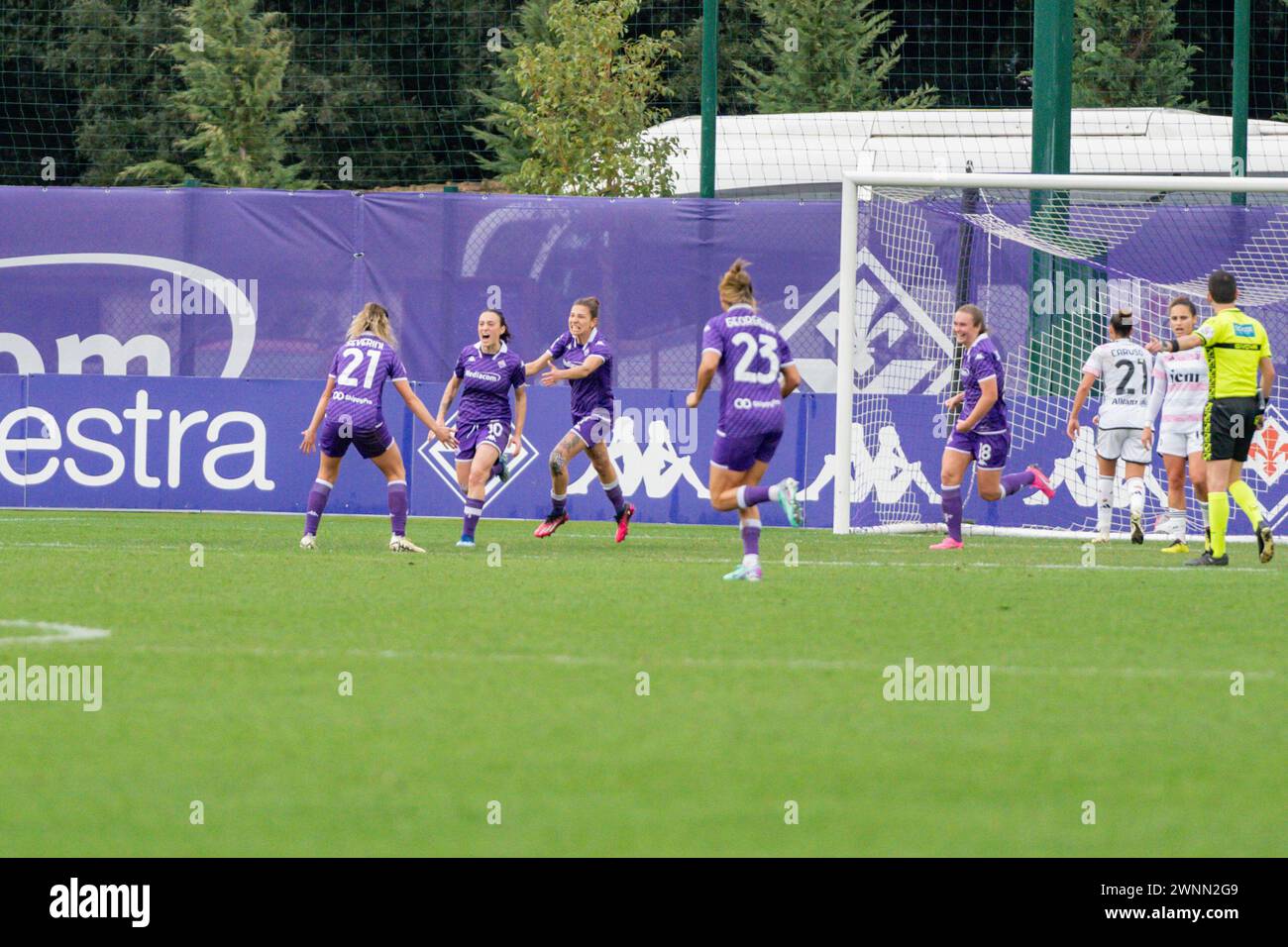 Florence, Italy. 03rd Mar, 2024. Florence, Italy, March 3rd 2024: Michela Catena (10 Fiorentina) scores her first goal during the Coppa Italia Women semi-finals match between Fiorentina Women and Juventus Women at Viola Park in Florence, Italy. (Sara Esposito/SPP) Credit: SPP Sport Press Photo. /Alamy Live News Stock Photo