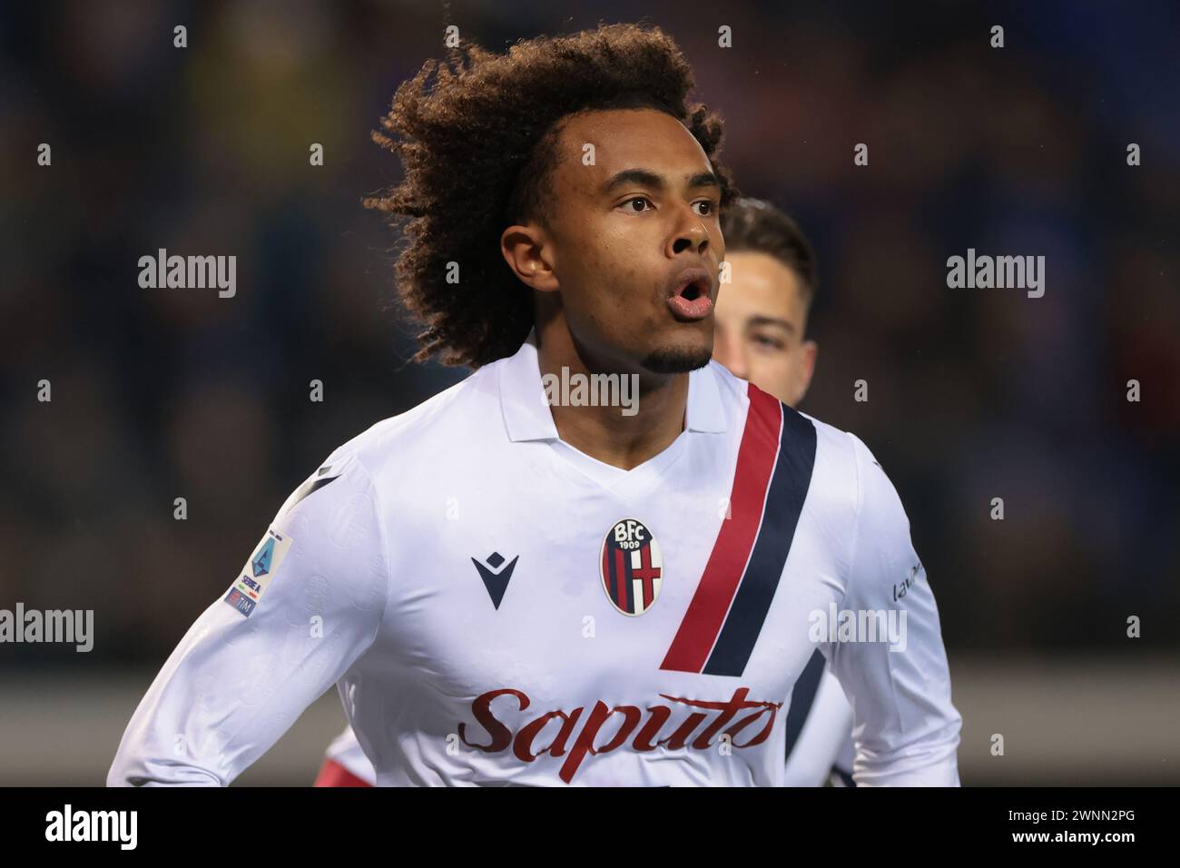 Bergamo, Italy. 3rd Mar, 2024. Joshua Zirkzee of Bologna FC celebrates after scoring a penalty to level the game at 1-1 during the Serie A match at Gewiss Stadium, Bergamo. Picture credit should read: Jonathan Moscrop/Sportimage Credit: Sportimage Ltd/Alamy Live News Stock Photo