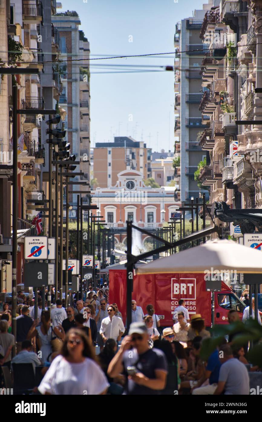 Couriers van in the center of Bari Stock Photo