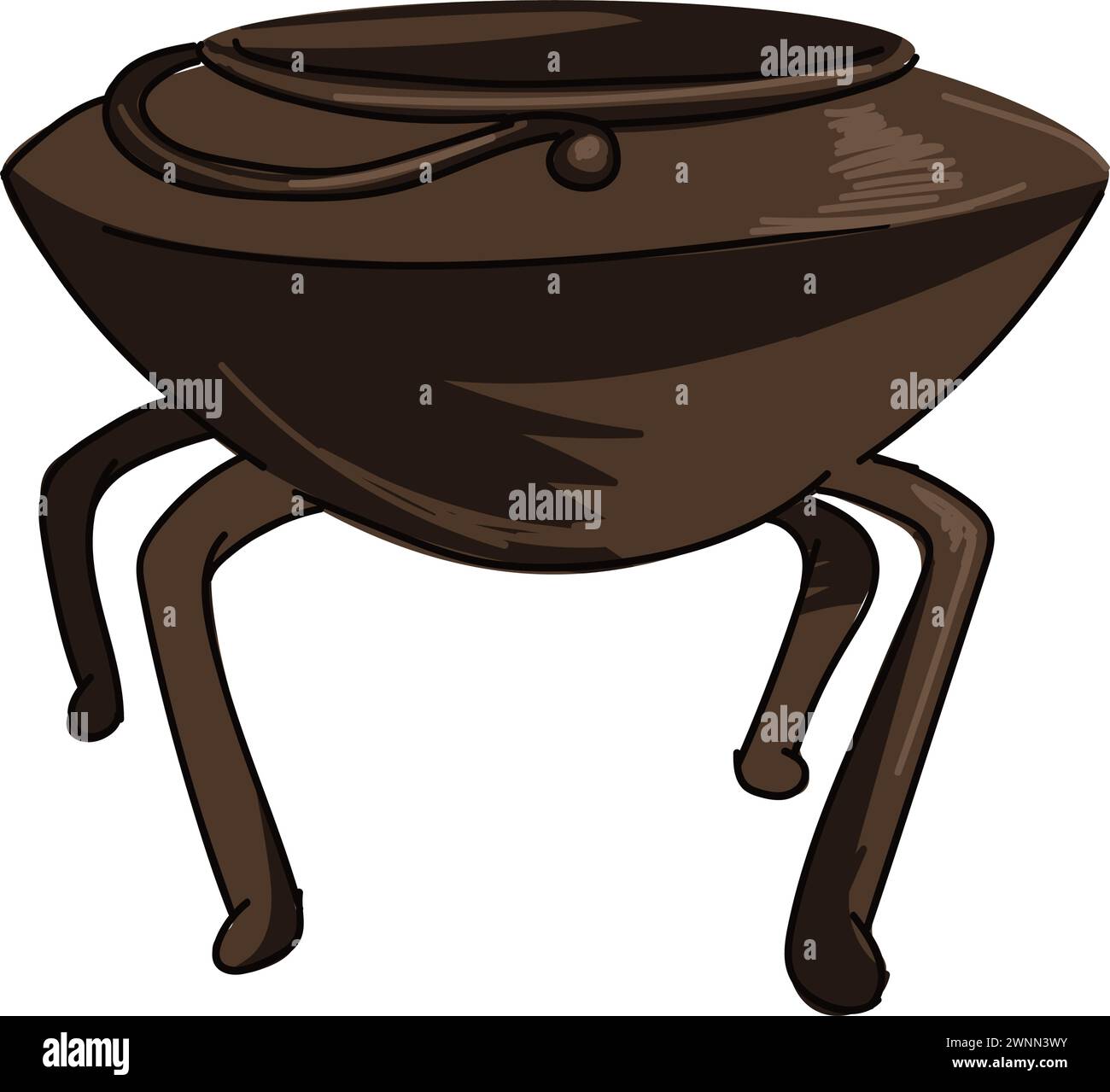 Cauldron for brewing, old kitchenware or casserole Stock Vector
