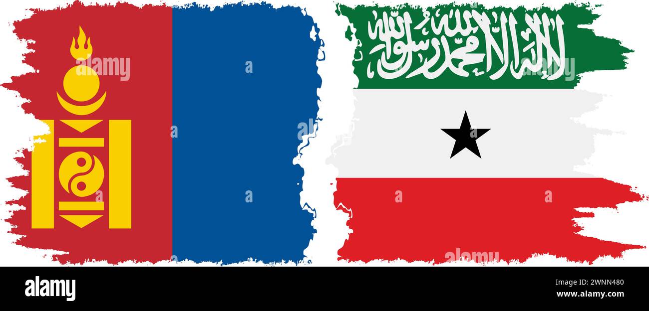 Somaliland and Mongolia grunge flags connection, vector Stock Vector