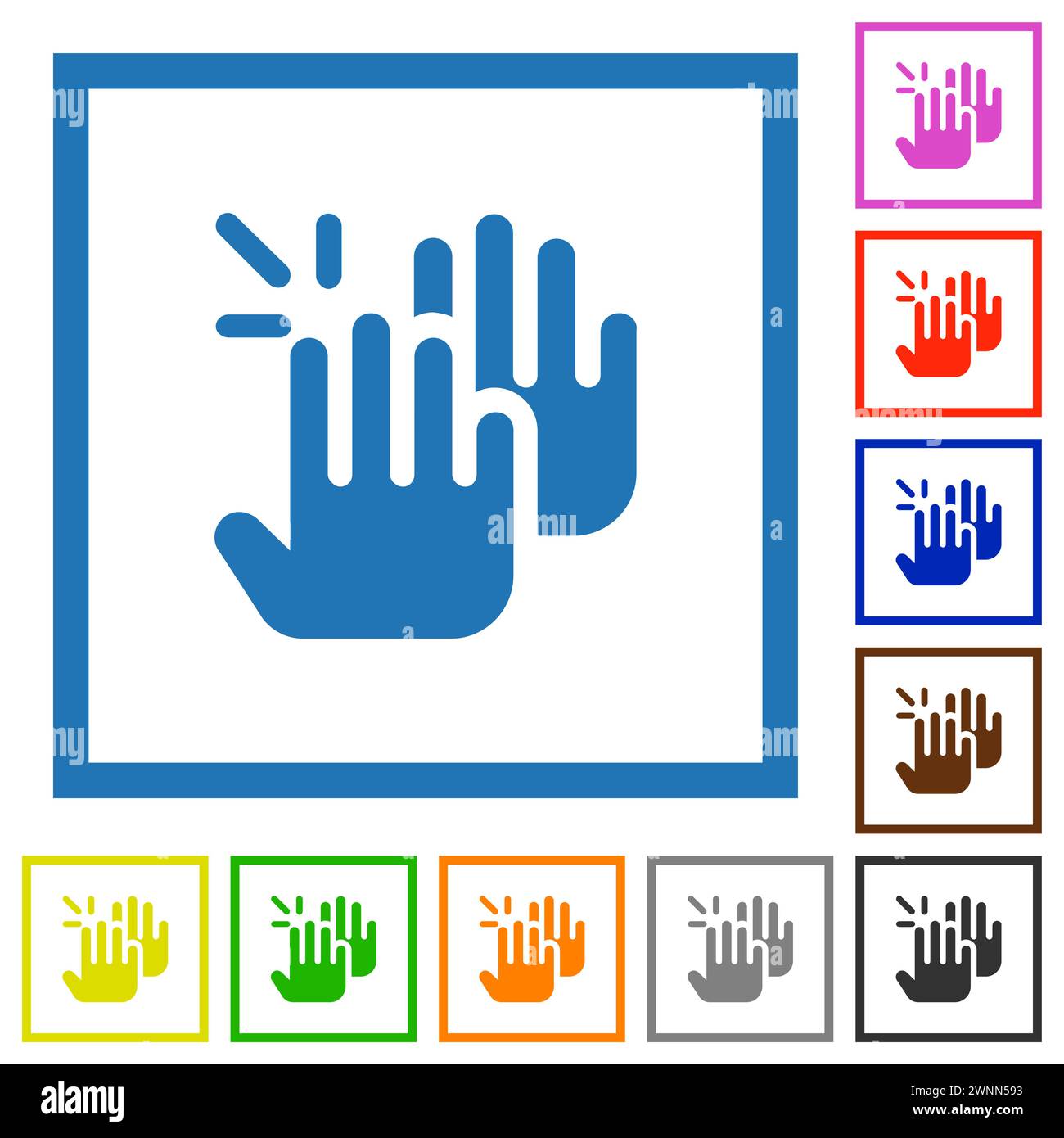 Applause solid flat color icons in square frames on white background Stock Vector