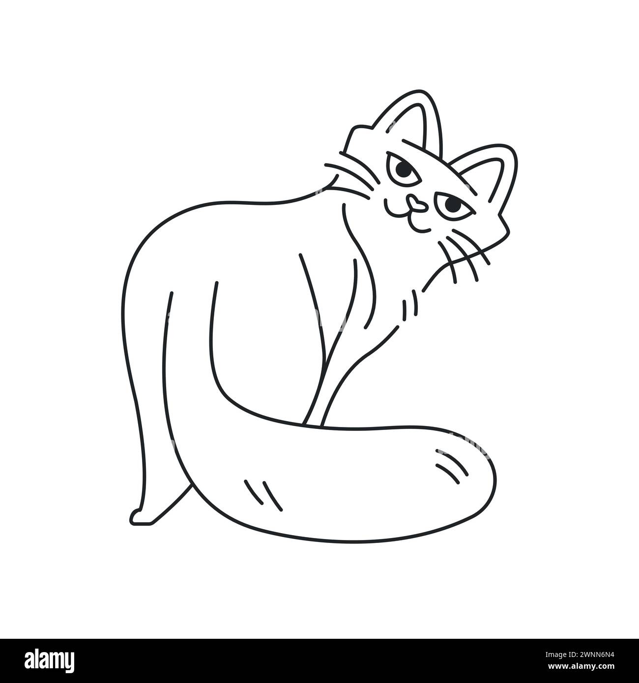 Adorable cat color element. Cartoon cute animal. Hand draw vector