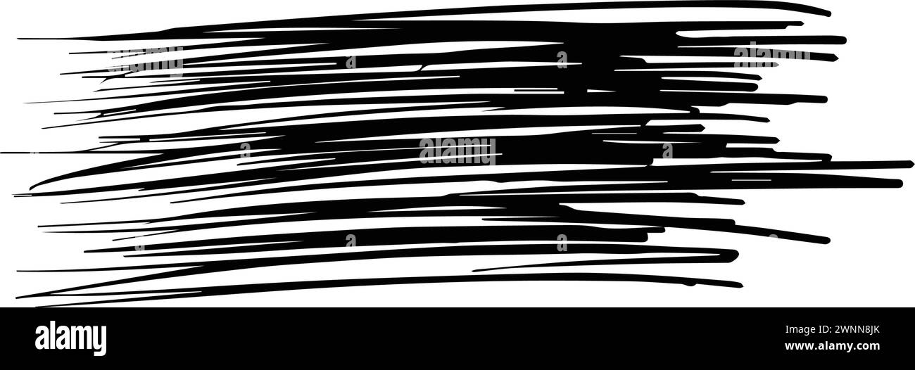 Brush stroke line element, grunge charcoal hand drawn hatches scribble ...