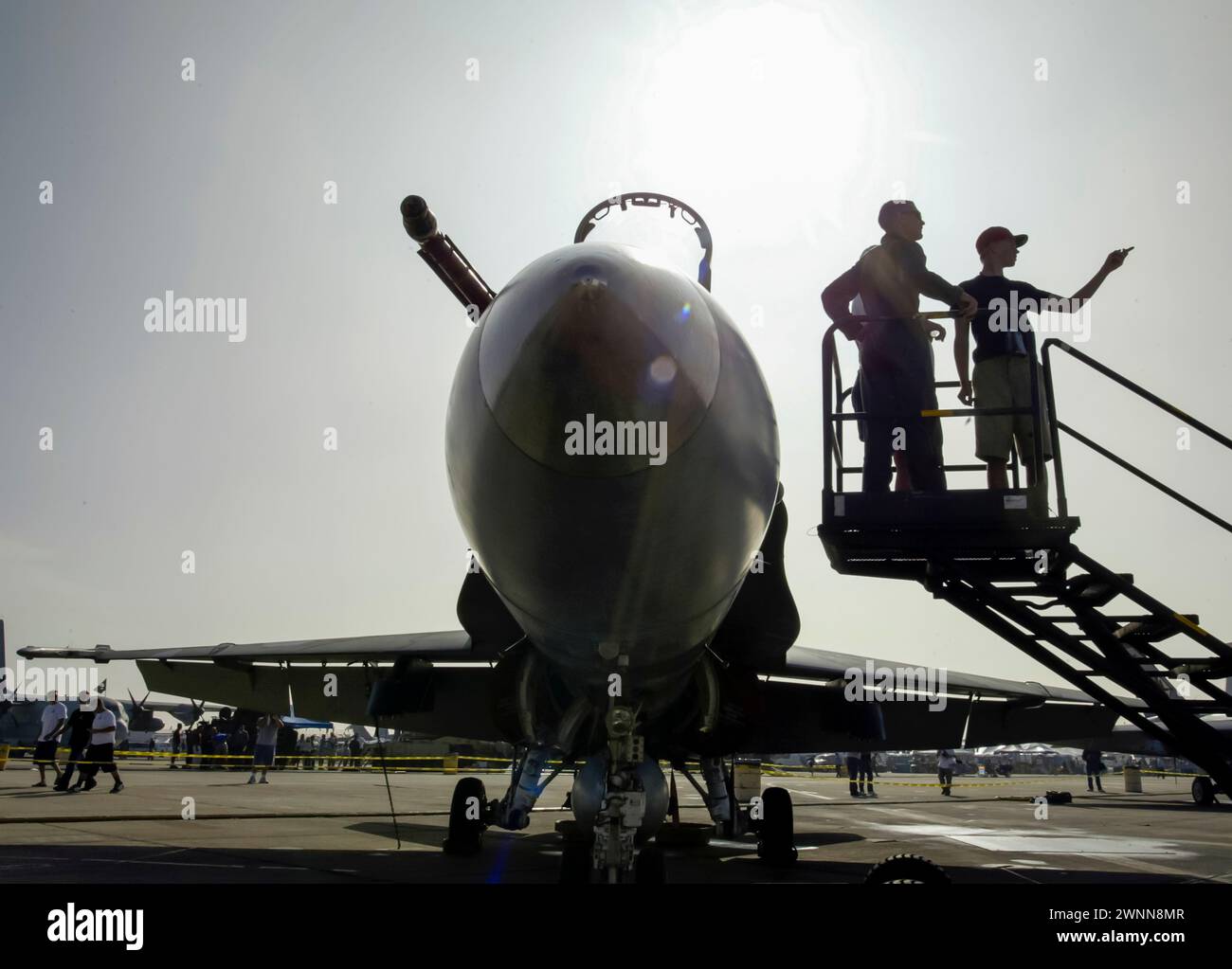 People visit the displays and planes at the Miramar Air Show  in San Diego, CA. Stock Photo