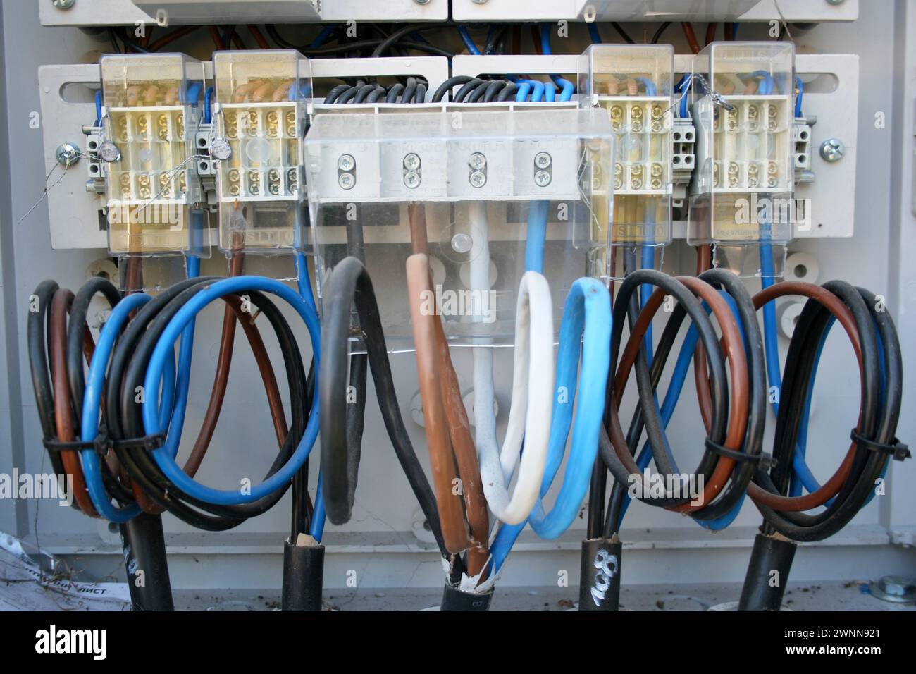 Electrical system, power meter installation Stock Photo