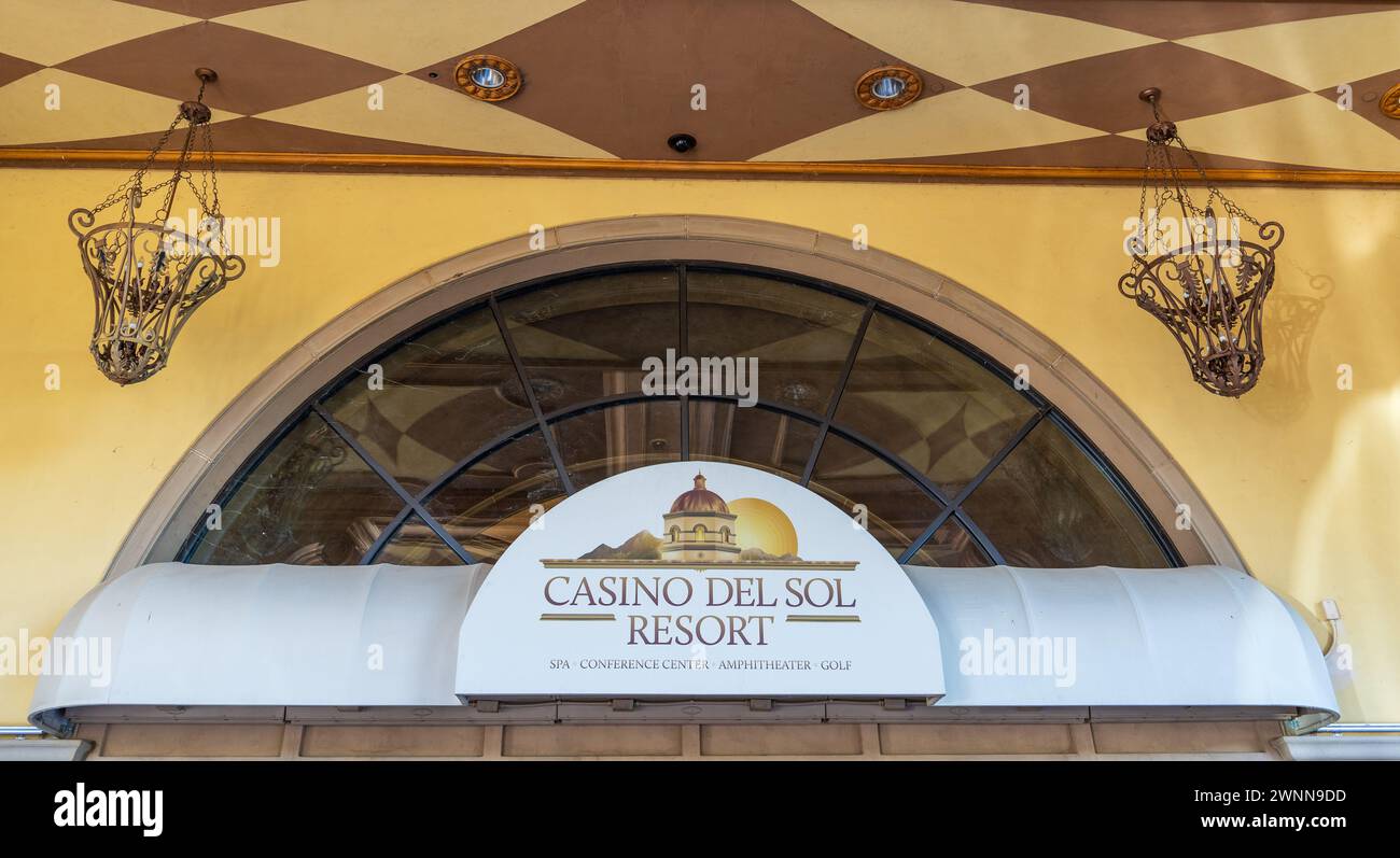 Tucson, AZ - Oct. 6, 2021: The Pascua Yaqui Tribe built Casino Del Sol Resort, Spa, and Conference Center. This AAA Four-Diamond rated casino resort i Stock Photo