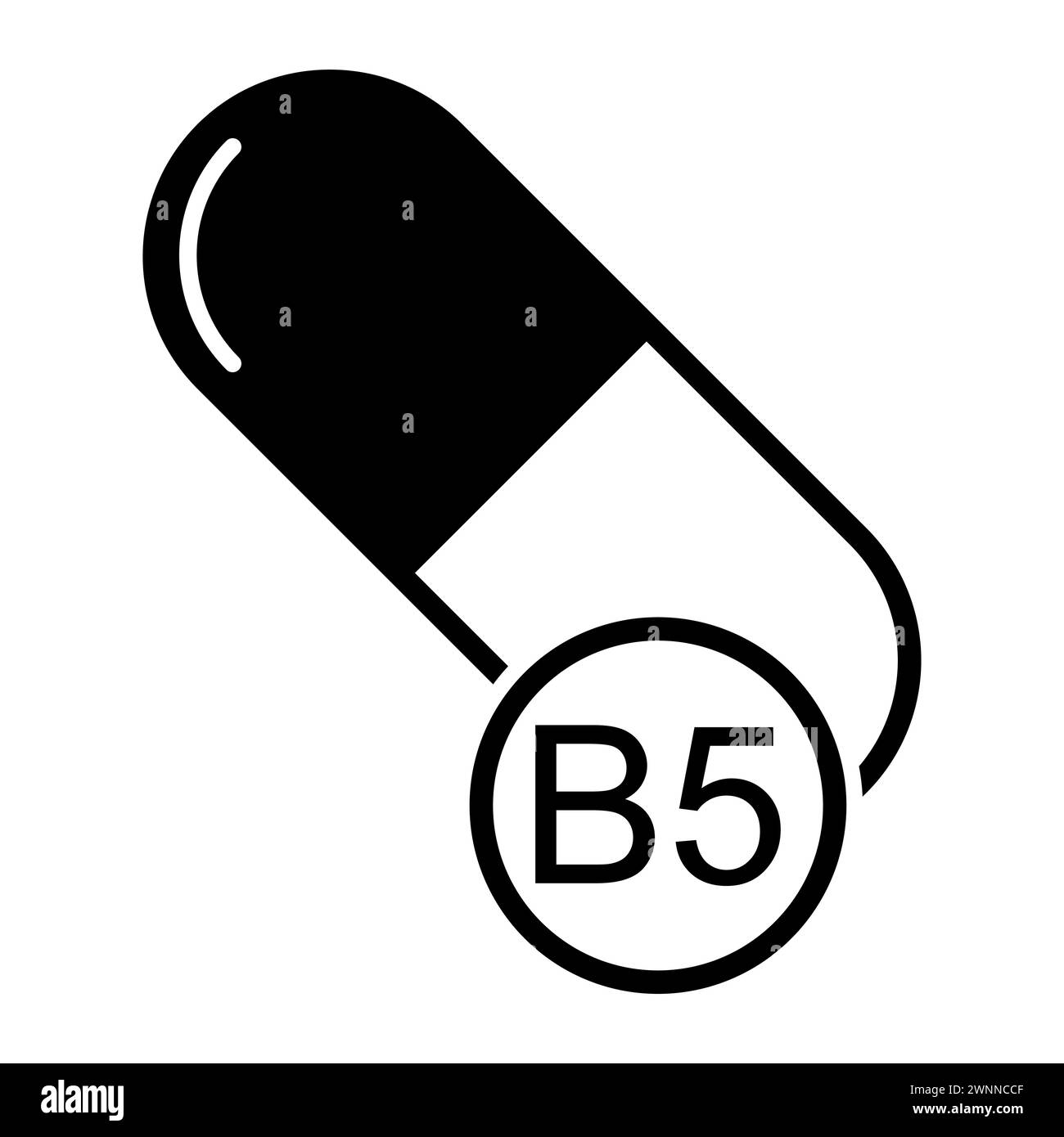 Vitamin B5 icon, healthy medicine pill supplement symbol, complex mineral vector illustration . Stock Vector