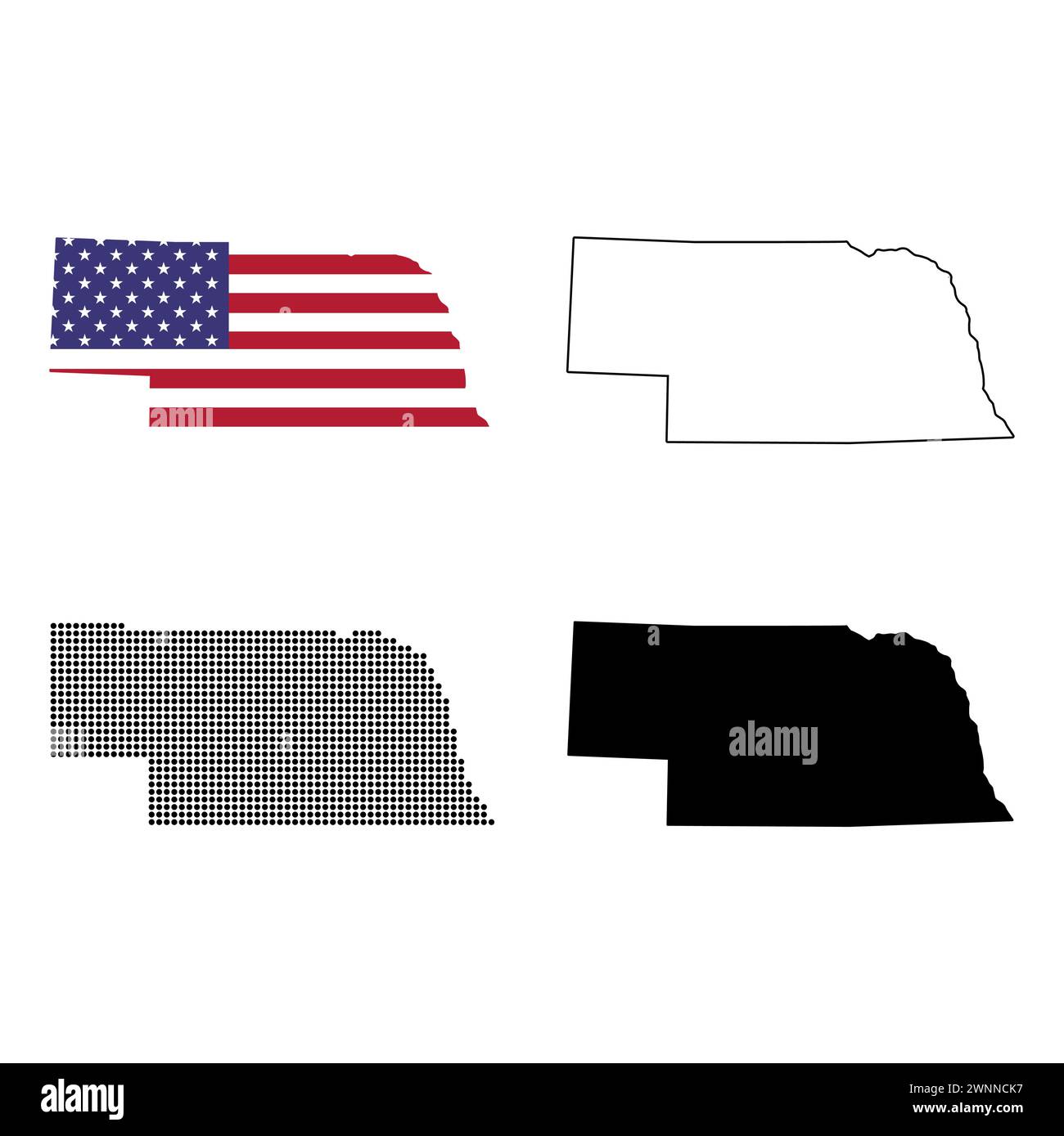 Set of Nebraska map united states - Set Of Nebraska Map United States Of America Flat Concept Icon Vector Illustration 2WNNCK7 