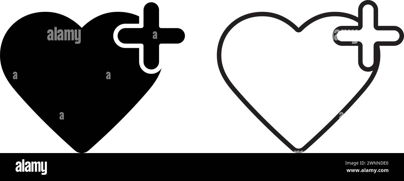 Heart icon with cross simple design Stock Vector