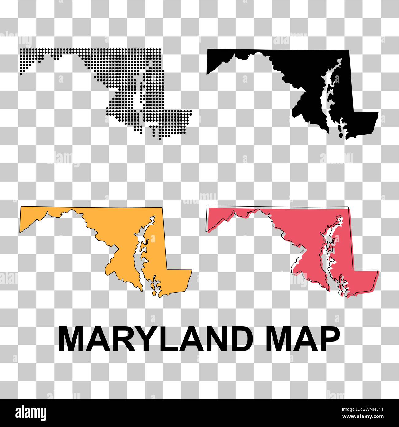 Set of Maryland map united states - Set Of Maryland Map United States Of America Flat Concept Icon Vector Illustration 2WNNE11