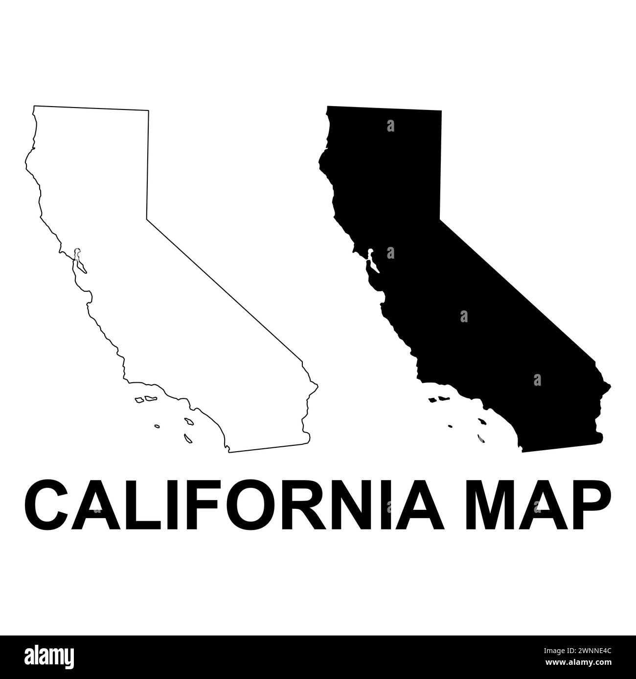 Set of California map, united states of america. Flat concept icon