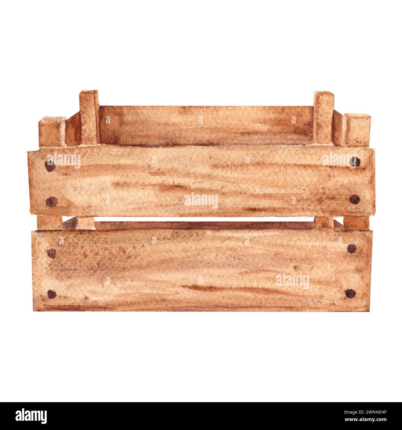 Wooden box. Hand drawn vintage illustration. Stock Photo