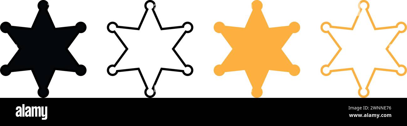 Sheriff star icon set basic simple design Stock Vector