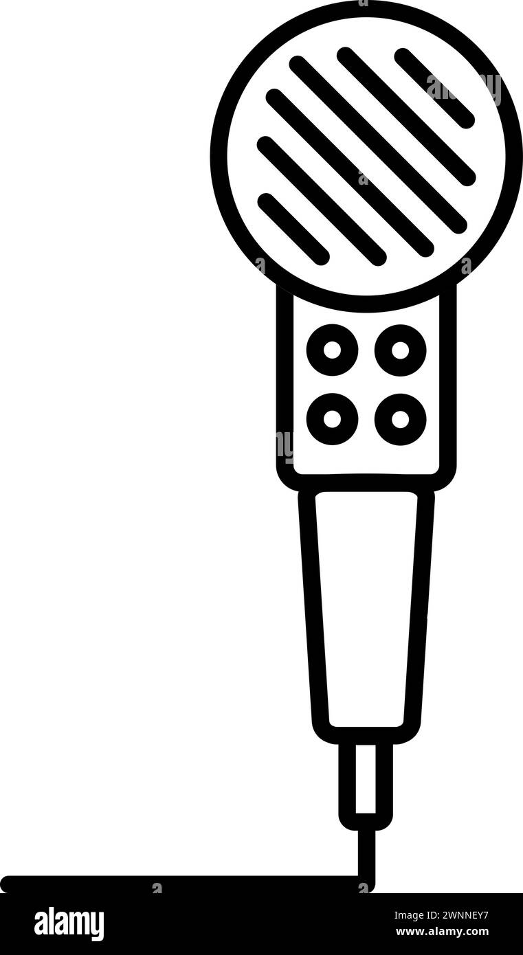 Push button microphone with karaoke settings, birthday party symbol. Outline of festive karaoke microphone for design of children entertainment center Stock Vector