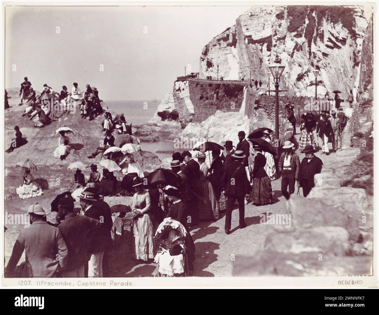 Ilfracombe, Capstone Parade. Francis Bedford. 1870s.  Albumen silver print from glass negative. Stock Photo