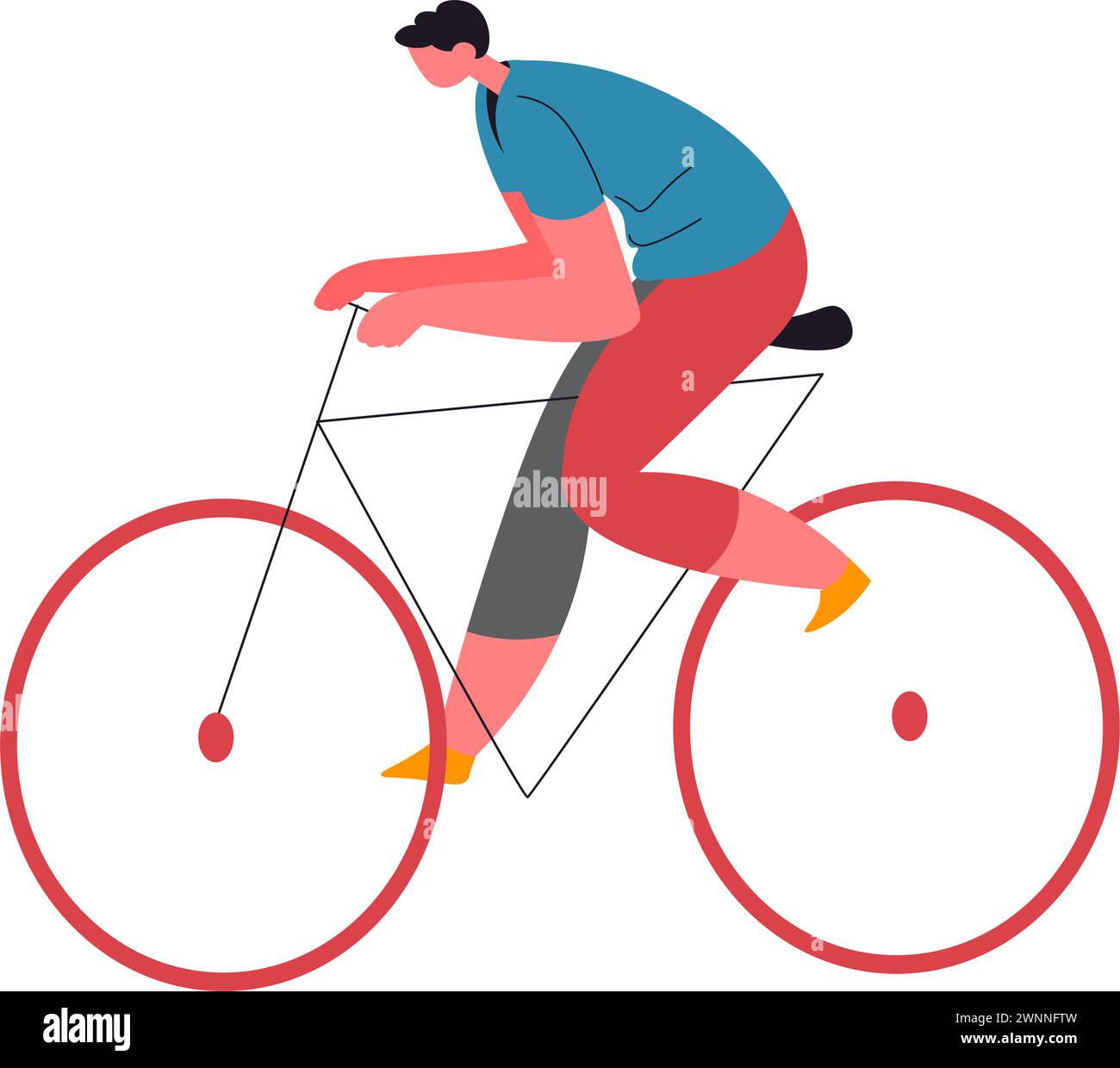 Man riding bike, healthy lifestyle guy on bicycle Stock Vector Image