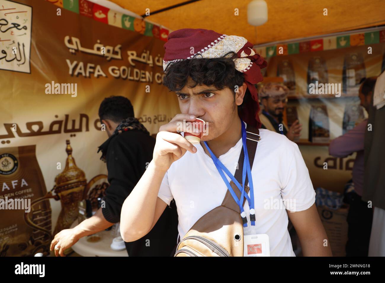 Sanaa, Sanaa, Yemen. 3rd Mar, 2024. 03 March 2024, A man drinks coffee