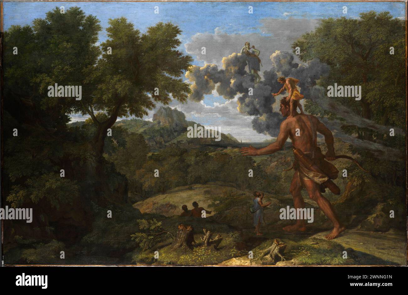 Blind Orion Searching for the Rising Sun.  Nicolas Poussin.  1658. Stock Photo
