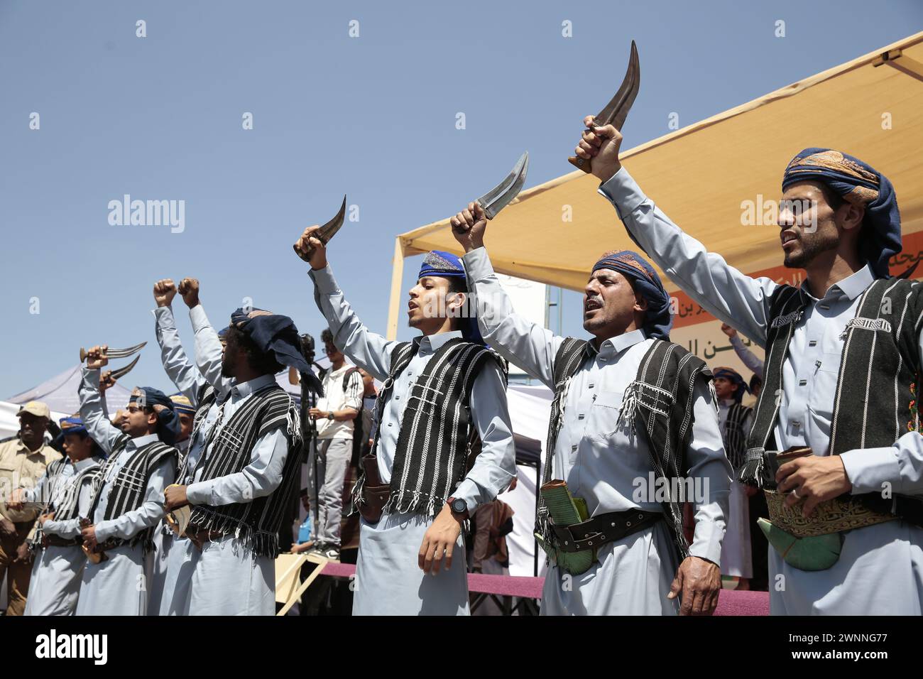 Sanaa, Sanaa, Yemen. 3rd Mar, 2024. 03 March 2024 : Yemenis perform