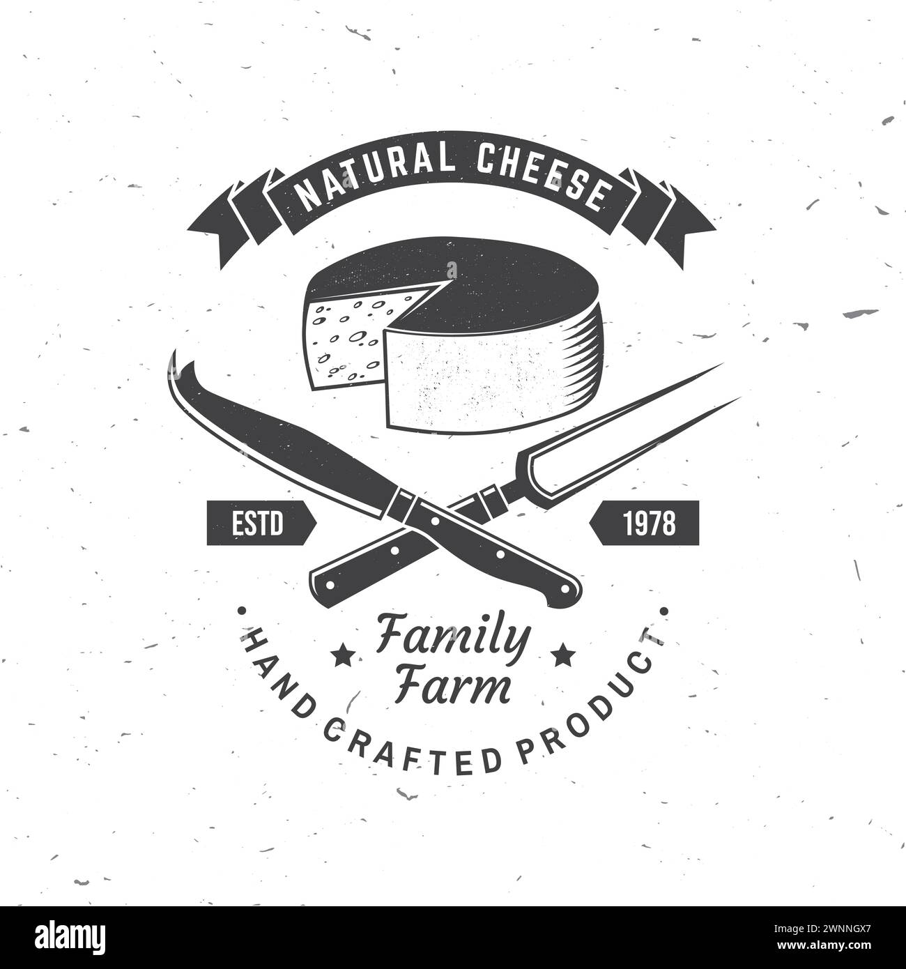 Natural cheese badge design. Template for logo, branding design with
