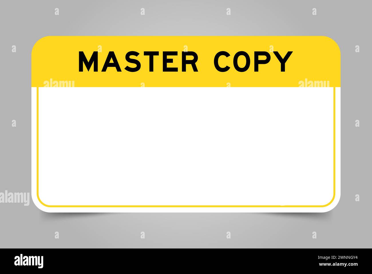 Label banner that have yellow headline with word master copy and white