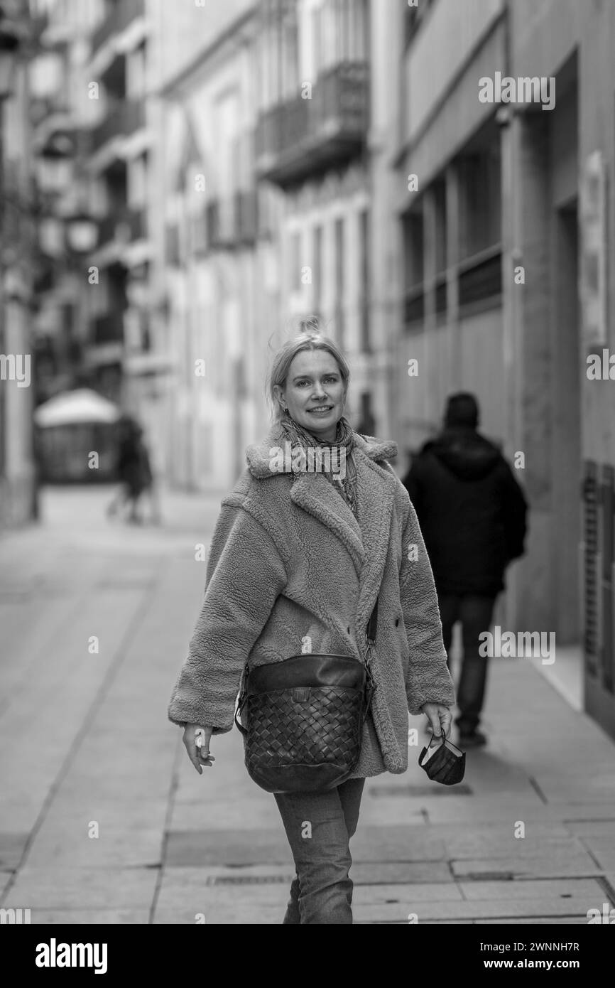 A very beautiful woman tourist in Salamanca, Spain Stock Photo