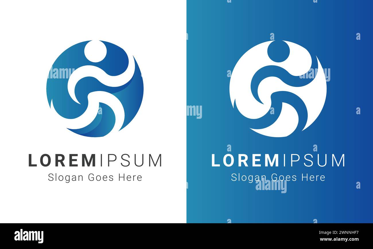 Abstract Running Human Icon Logo Design Stock Vector