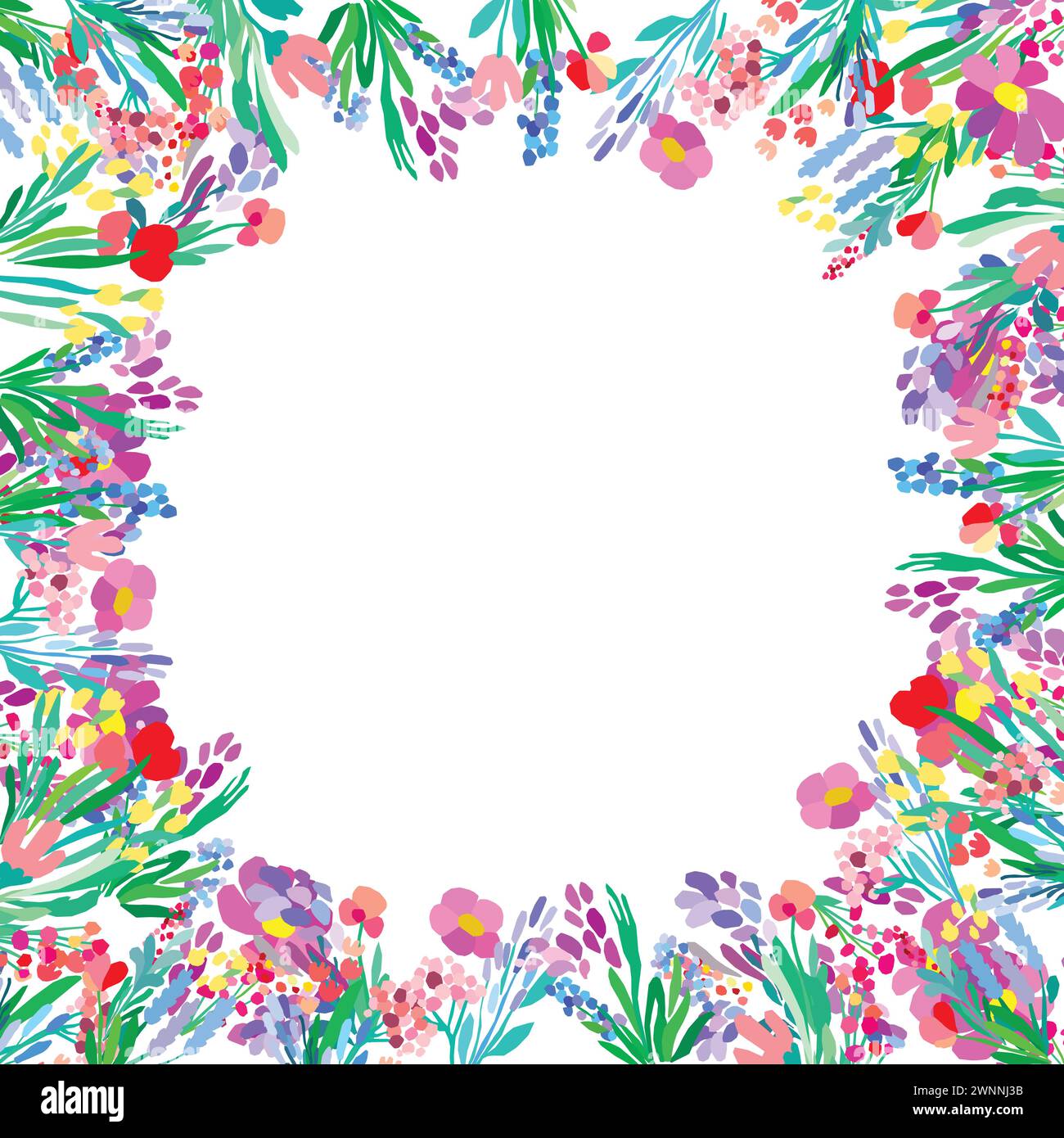 Vector floral frame. Abstract flowers on white background Stock Vector ...