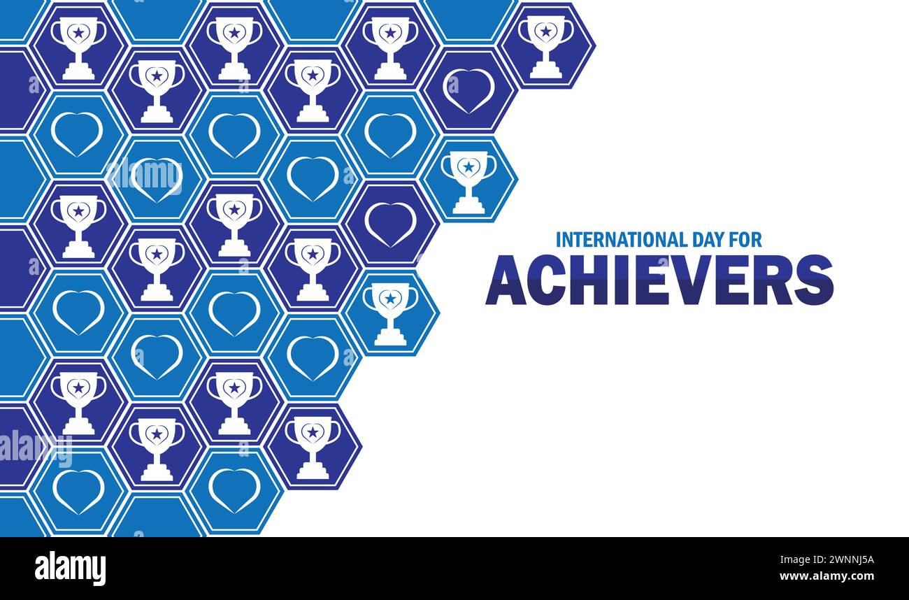 International Day For Achievers wallpaper with shapes and typography. International Day For Achievers, background Stock Vector