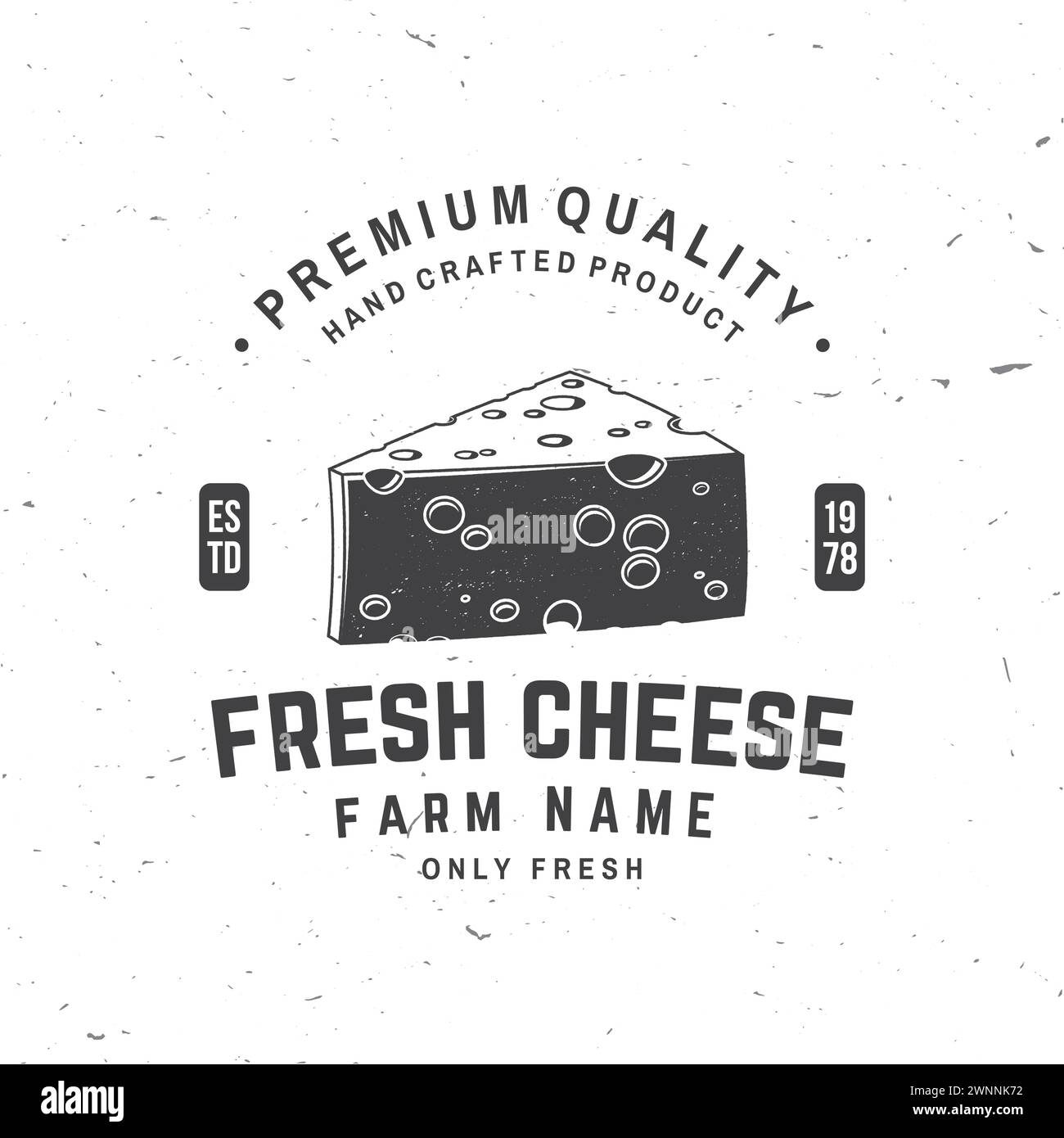 Fresh cheese badge design. Template for logo, branding design with triangle block cheese . Vector illustration. Stock Vector