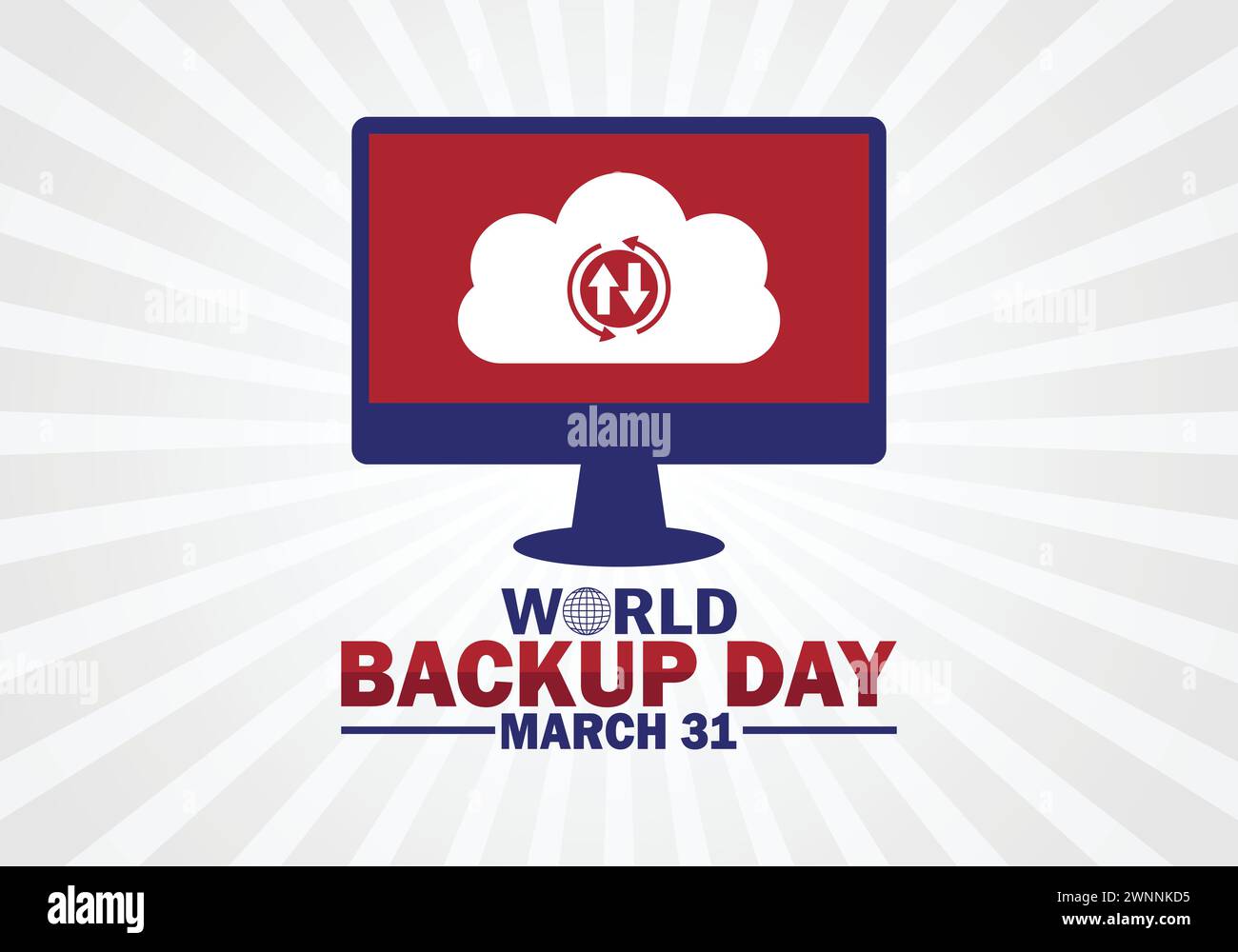 World Backup Day. Holiday concept. Template for background, banner, card, poster with text inscription Stock Vector