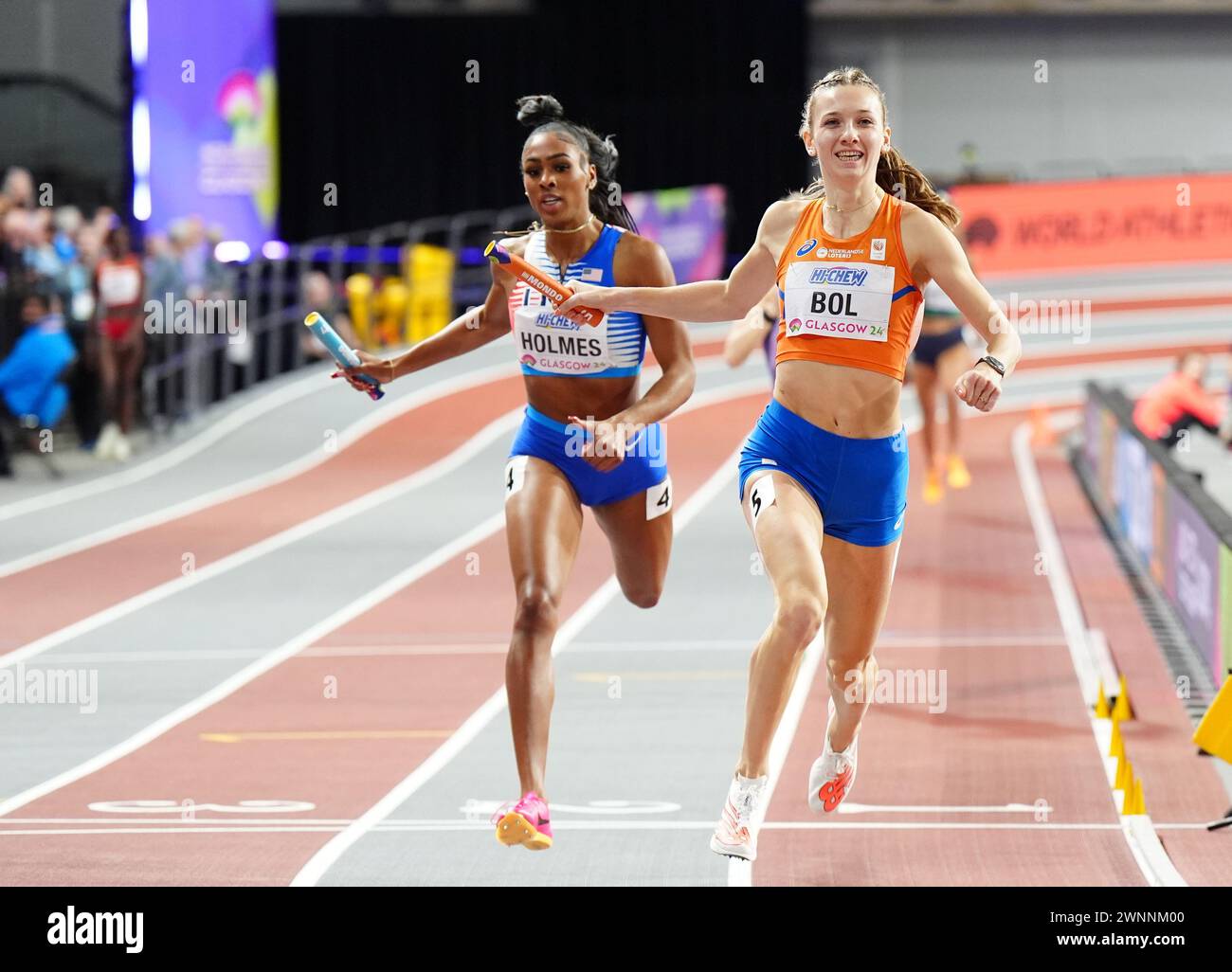 Netherlands' Femke Bol celebrates gold in the Women's 4x400m Relay
