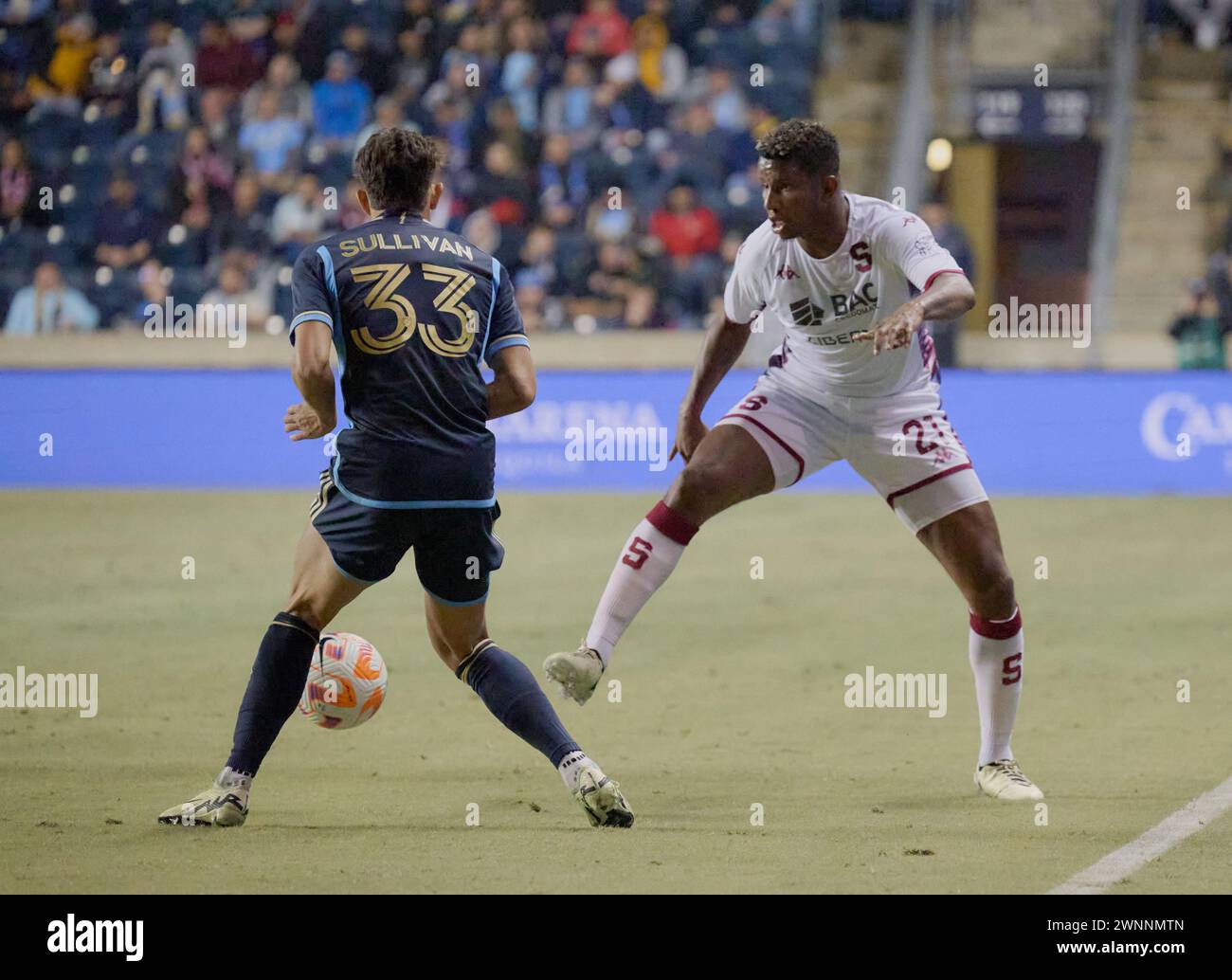 CHESTER, PA, USA - FEBRUARY 27, 2024 - Concacaf Champions Cup Match between the Philadelphia Union and the Deportivo Saprissa at Subaru Park. Stock Photo