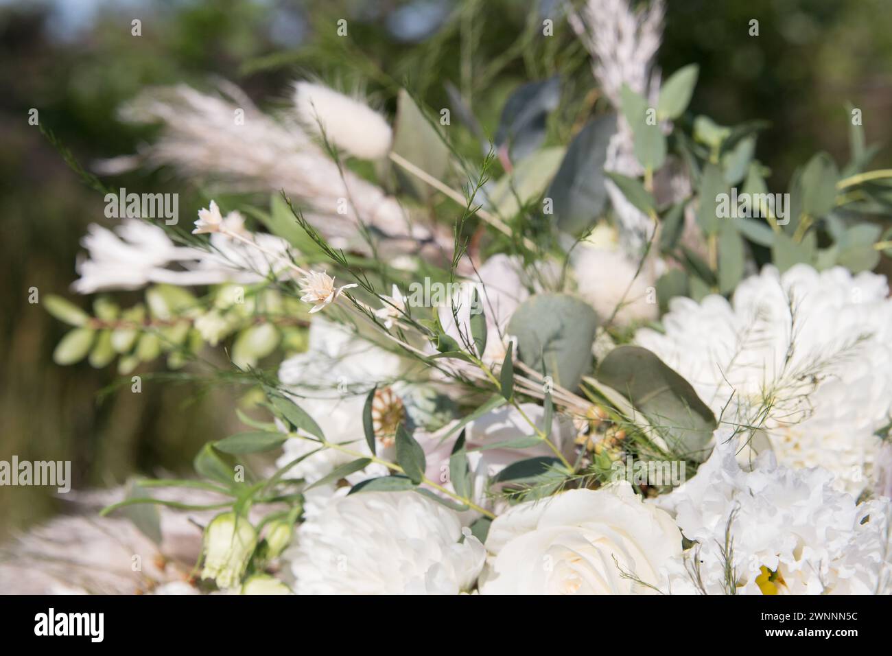 Rustic Wedding floral display Stock Photo