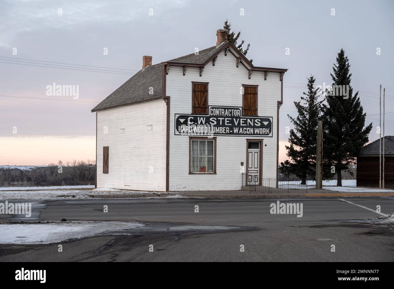 Fort MacLeod, Alberta - February 18, 2024: Historic C. W. Stevens ...