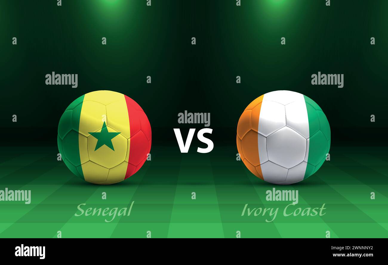 Senegal vs Ivory Coast football scoreboard broadcast template for