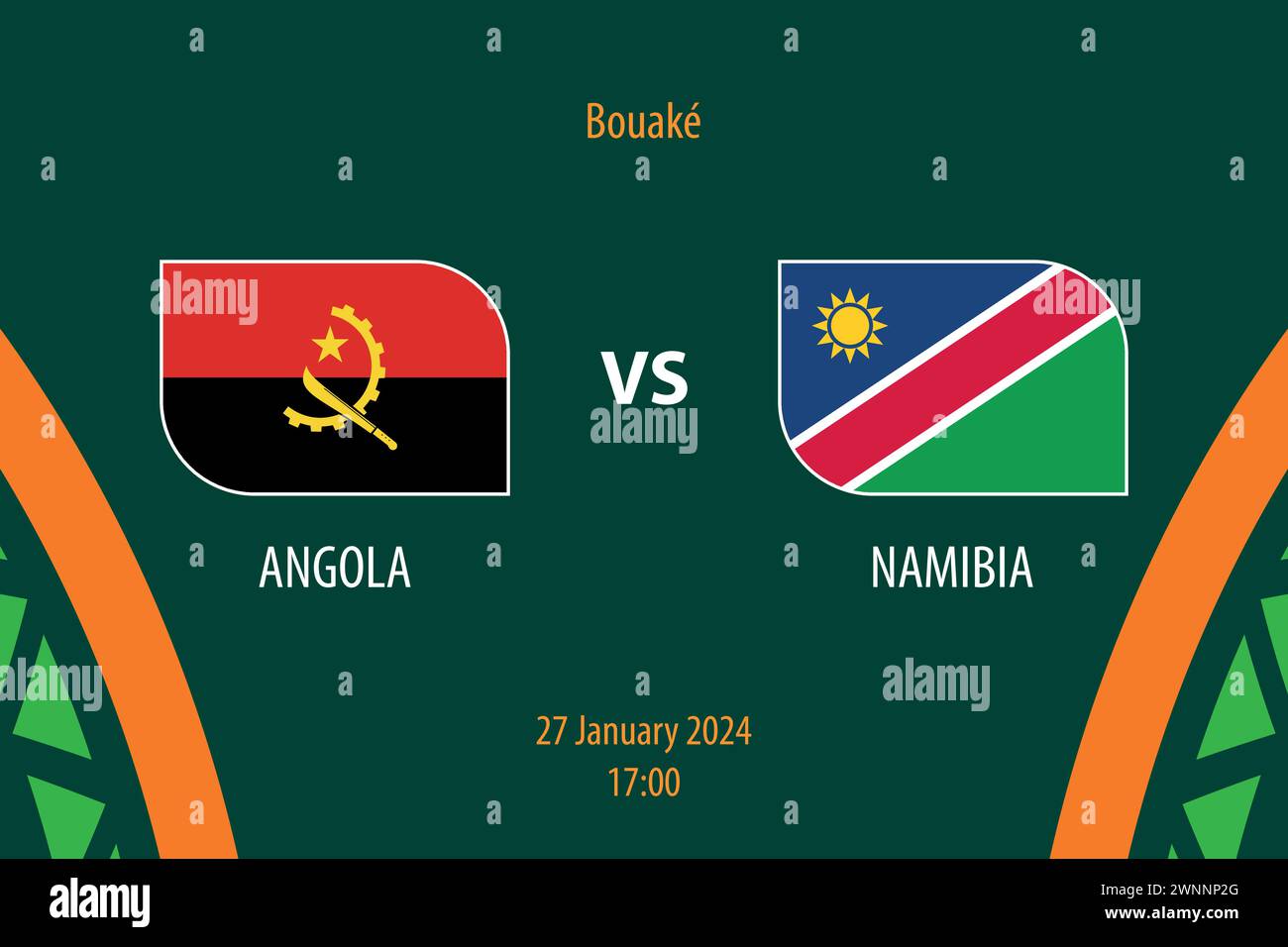 Angola vs Namibia football scoreboard broadcast template for soccer