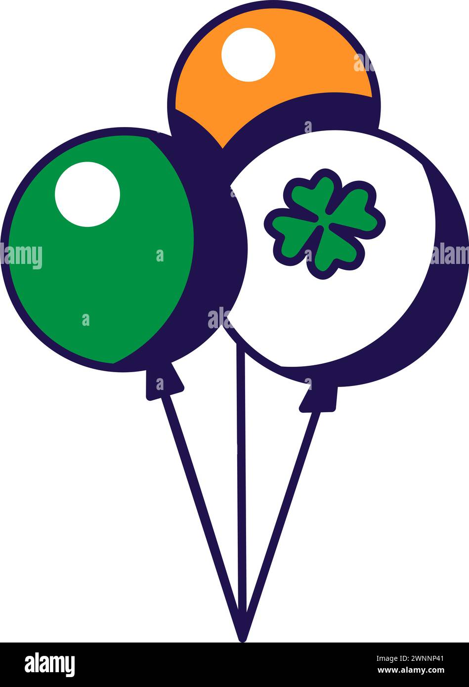 Set of colorful balloons. Traditional festive element, attributes of St. Patrick Day. Festival fair exhibition decoration element. Cartoon vector icon Stock Vector