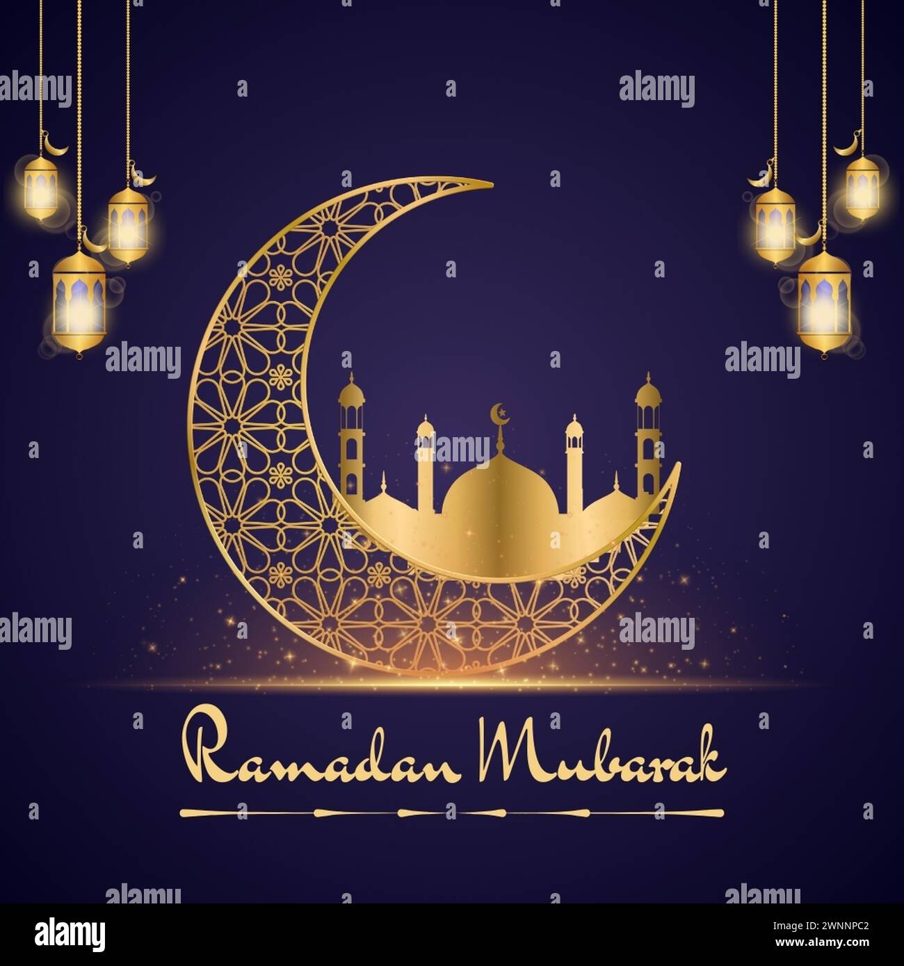 Ramadan Kareem greeting card for Muslim Stock Vector