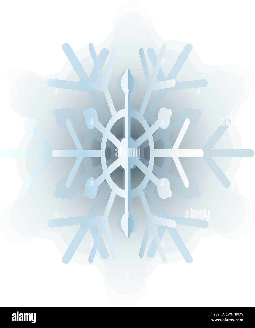 Blue Gradient silhouette of snowflake, element of winter festival decoration. Winter snow, Christmas pure miracle symbol. Simple colored vector icon i Stock Vector