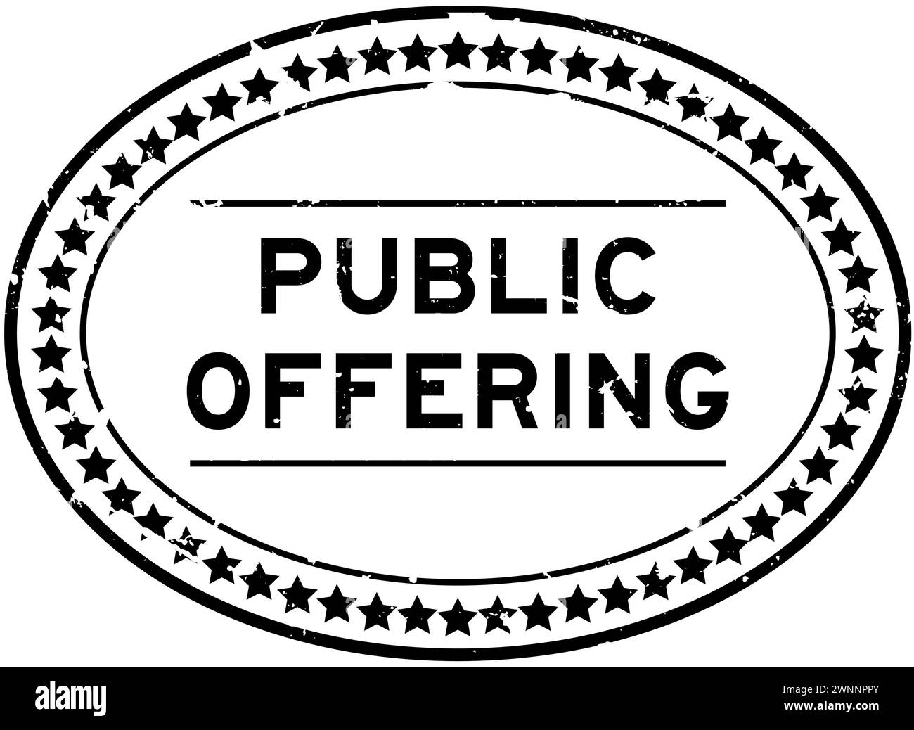 Grunge black public offering word oval seal stamp on white background Stock Vector
